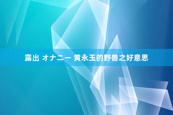 露出 オナニー 黄永玉的野兽之好意思