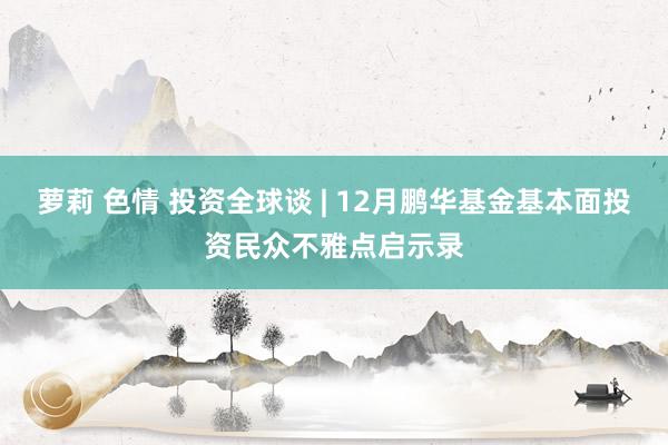 萝莉 色情 投资全球谈 | 12月鹏华基金基本面投资民众不雅点启示录
