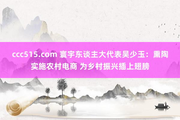ccc515.com 寰宇东谈主大代表吴少玉：熏陶实施农村电商 为乡村振兴插上翅膀